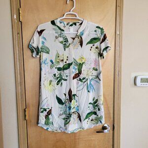 H&M Womens Blouse Tunic Shirt Size 6 Floral